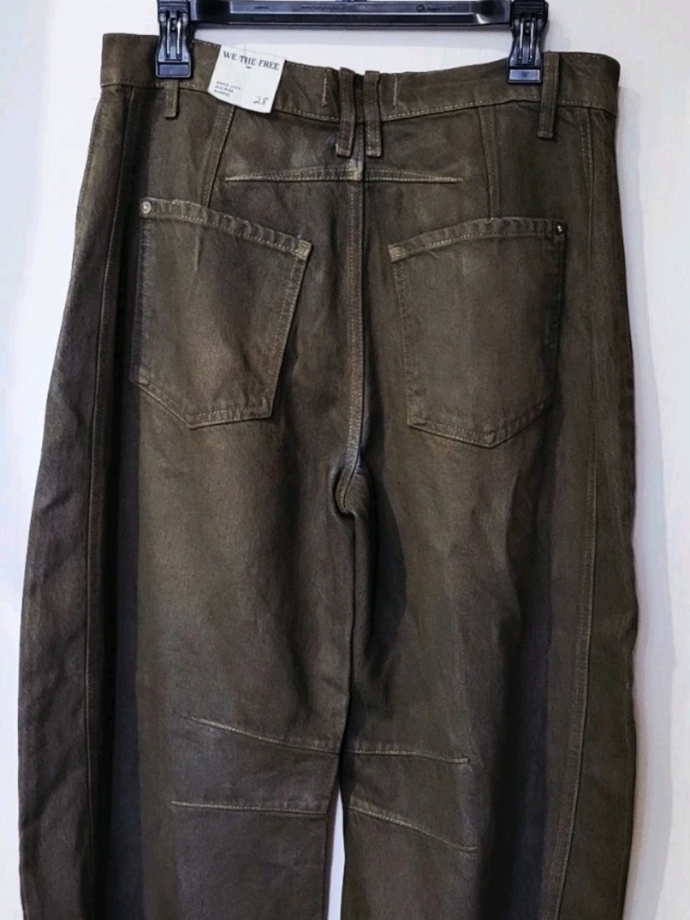 Unworn - Free People Coated Barrel Leg Denim Jeans - Picture 8 of 15